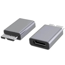 Адаптер, переходник Type-C (мама) на microUSB B (папа), подходит для внешних жестких дисков Seagate, WD West number, Toshiba, Newman, Lenovo, Samsung, Sony, цвет космически серый