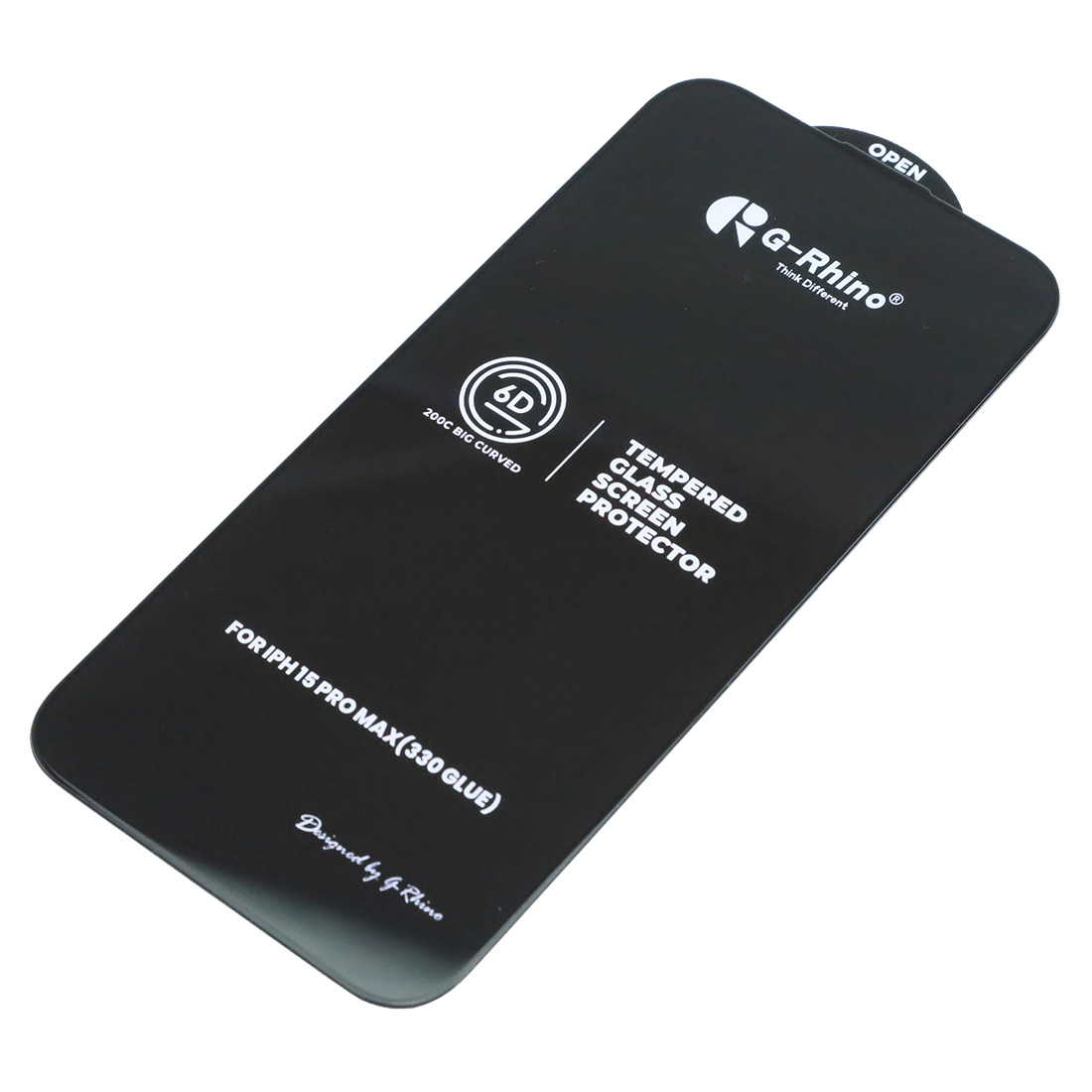 Защитное стекло 6D G-Rhino 200C для APPLE iPhone 15 Pro Max, цвет окантовки черный (Тип 1)