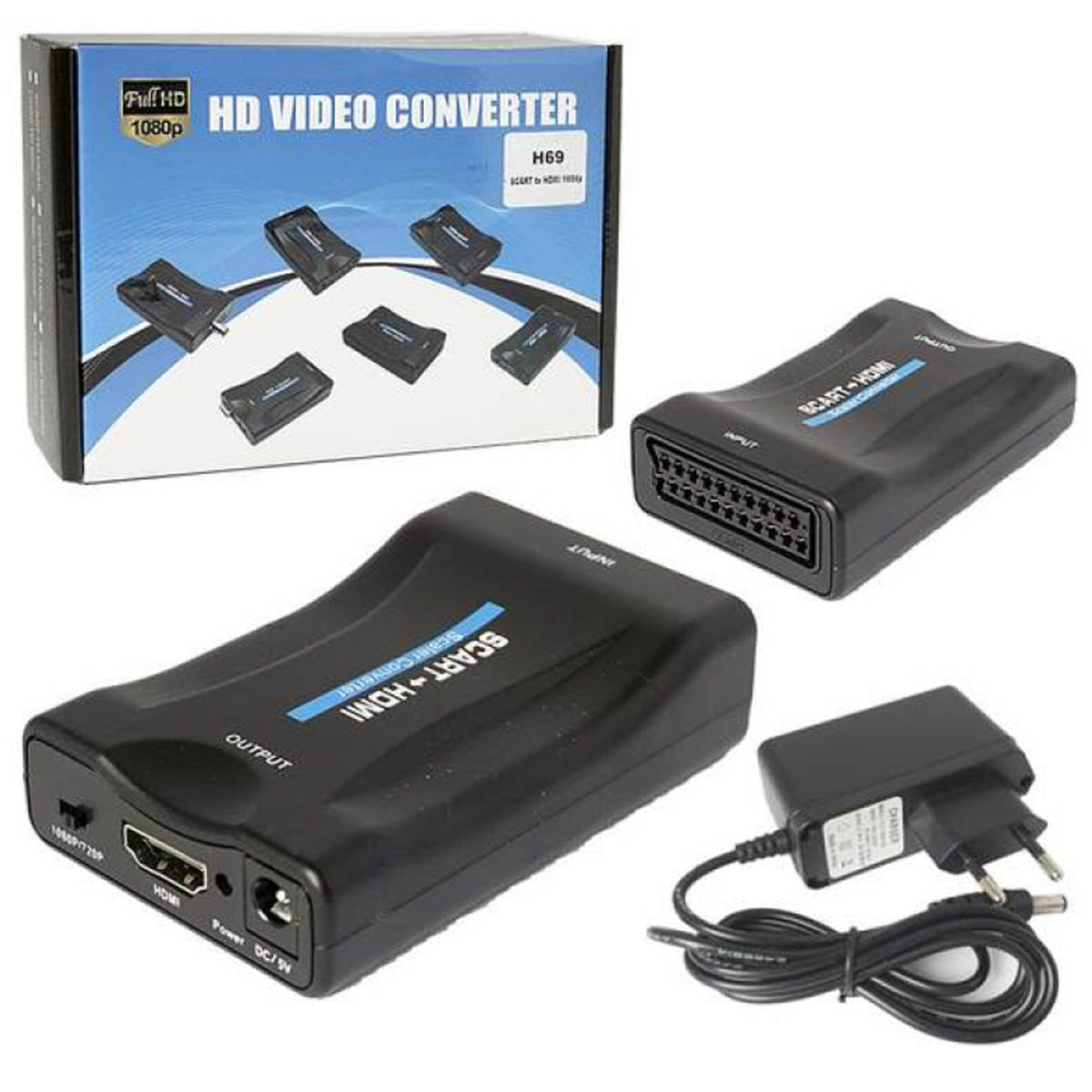 Переходник, адаптер, конвертер H69, SСART на HDMI, дополнительное питание 5V, цвет черный