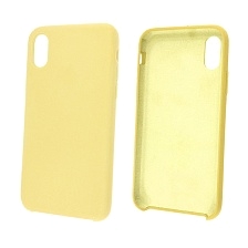 Чехол накладка Silicon Case для APPLE iPhone X, iPhone XS, силикон, бархат, цвет светло желтый