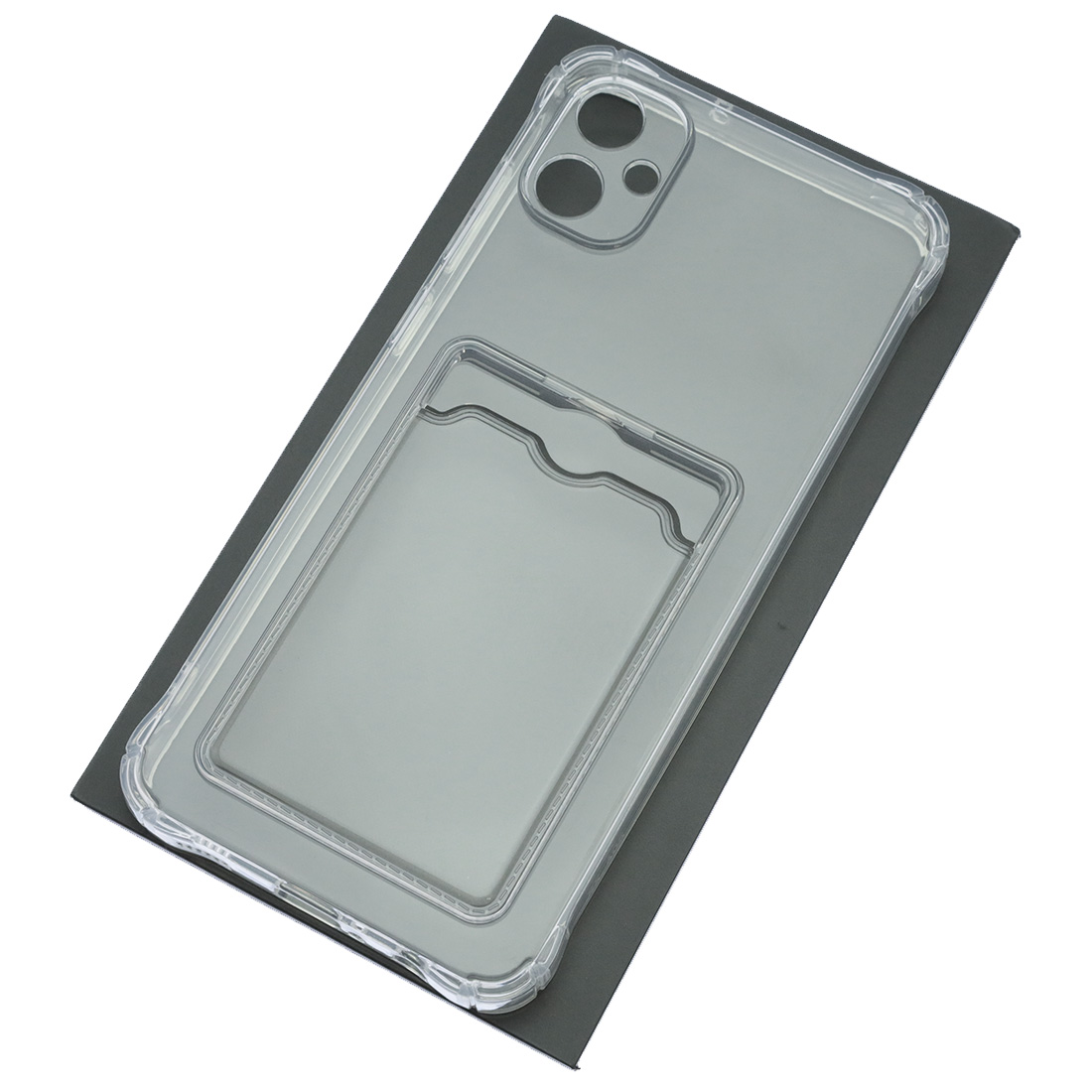 Чехол накладка CARD CASE для SAMSUNG Galaxy A05, защита камеры, силикон, отдел для карт, цвет прозрачный