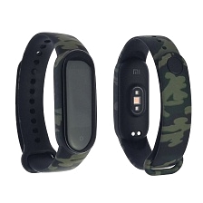 Сменный ремешок для фитнес браслета, смарт часов XIAOMI Mi Band 5, рисунок зеленый камуфляж.