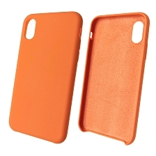 Чехол накладка Silicon Case для APPLE iPhone X, iPhone XS, силикон, бархат, цвет папайя