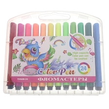 Набор фломастеров Longdi TD2688-24, на водной основе, в пластиковой коробке (комплект из 24 шт.)