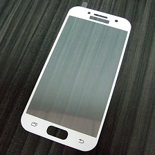 Защитное стекло 3D для SAMSUNG Galaxy A3 (2017) SM-A320 белый кант толщина 0,26mm 2Д.
