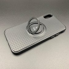 Чехол накладка для APPLE iPhone X, XS, кольцо держатель, цвет черный.