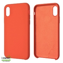 Чехол накладка Silicon Case для APPLE iPhone X, iPhone XS, силикон, бархат, цвет красно оранжевый