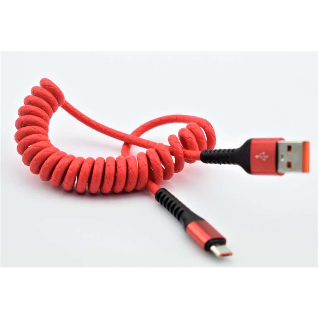 USB Дата-кабель "XB X13" micro USB силиконовый 1 метр, витой, цвет красный, оранжевые контакты.