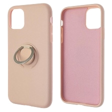 Чехол накладка RING для APPLE iPhone 11, силикон, кольцо держатель, цвет розовый песок