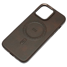 Чехол накладка Modern Stylish с поддержкой MagSafe для APPLE iPhone 14 Pro Max, защита камеры, подставка, экокожа, бархат, цвет темно коричневый