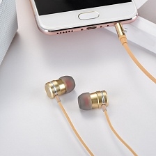 Гарнитура (наушники с микрофоном) проводная, HOCO M16 Metal In-Ear Headphones, цвет золотистый | Последняя цена