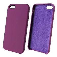 Чехол накладка Silicon Case для APPLE iPhone 5, 5S, SE, силикон, бархат, цвет фиолетовый