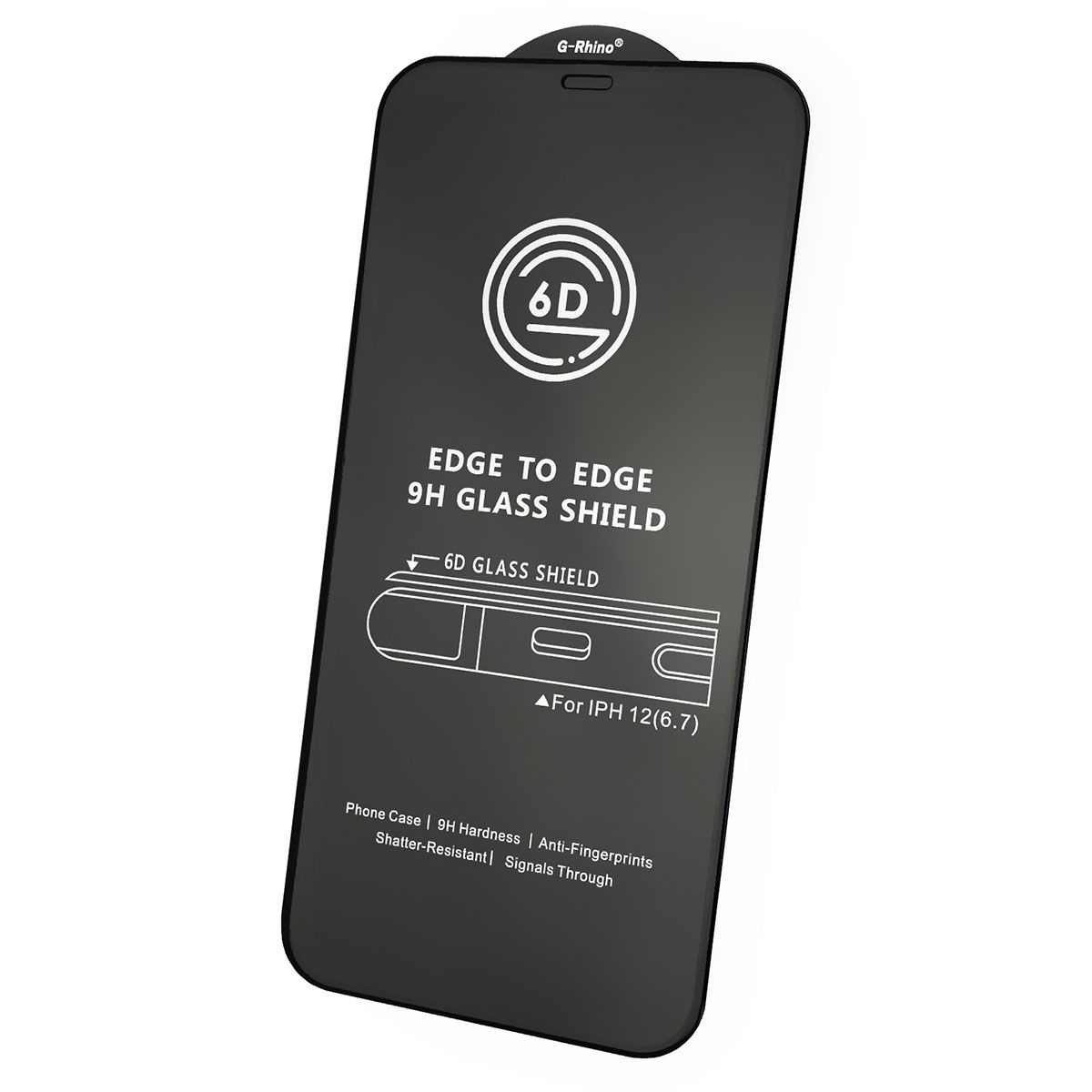 Защитное стекло 6D G-Rhino для APPLE iPhone 12 Pro MAX (6.7"), цвет окантовки черный