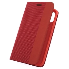 Чехол книжка MESH для APPLE iPhone 11 (6.1), текстиль, силикон, бархат, визитница, цвет красный