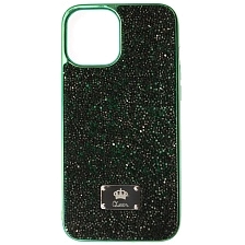 Чехол накладка Queen для APPLE iPhone 12 Pro MAX (6.7"), силикон, стразы, цвет зеленый Чехол накладка Queen для APPLE iPhone 12 Pro MAX (6.7"), силикон, стразы, цвет зеленый