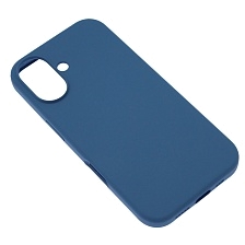Чехол накладка Silicon Case для APPLE iPhone 16 (6.1"), силикон, бархат, цвет темно синий
