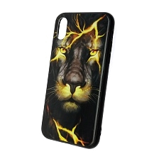 Чехол накладка для APPLE iPhone X, силикон, рисунок Лев Молния.