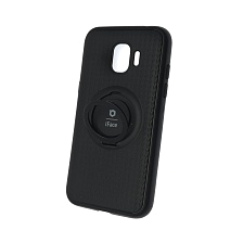 Чехол накладка iFace для SAMSUNG Galaxy J2 Pro (SM-J250), силикон, кольцо держатель, цвет черный.