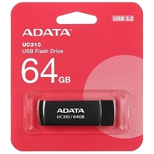 Память USB Flash A-Data UC310 [Type-A, 3.2 Gen 1, 64 Gb, пластик], цвет черный