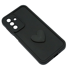 Чехол накладка для SAMSUNG Galaxy A26, силикон, 3D сердце, защита камеры, бортики, цвет черный