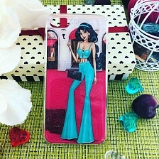 Чехол накладка для APPLE iPhone 7, 8, силикон, рисунок Cartier девушка с сумкой.