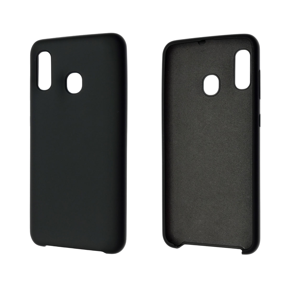 Чехол накладка Silicon Cover для SAMSUNG Galaxy A20 (SM-A205), A30 (SM-A305), силикон, бархат, цвет черный.