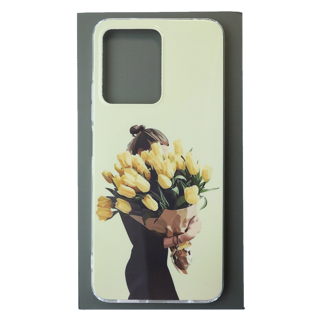 Чехол накладка для XIAOMI Redmi Note 12 4G, силикон, глянцевый, рисунок Девушка с букетом