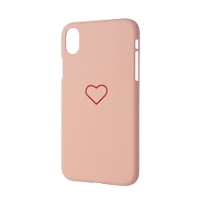 Чехол накладка для APPLE iPhone XR, пластик, матовый, рисунок Сердце, цвет розовый.