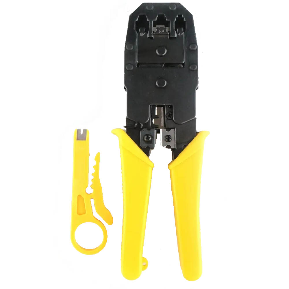 Набор инструментов Cablexpert TK-TP-01 для обжима RJ45, RJ11, RJ12, RJ9 и снятия изоляции с кабелей, цвет черно желтый