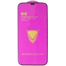 Защитное стекло 9H OG ARMOR для APPLE iPhone 12 (6.1"), iPhone 12 Pro (6.1"), с сеточкой на динамике, цвет окантовки черный