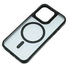 Чехол накладка Sky Armor с поддержкой MagSafe для APPLE iPhone 15 Pro, сменные уголки для шнурка, прозрачный, цвет окантовки черный