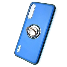 Чехол накладка для XIAOMI Mi A3, Mi CC9E, силикон, кольцо держатель, цвет синий.