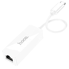 Адаптер, переходник HOCO UA22 Acquire с USB Type C (папа) на RJ45 (мама), длина 15 см, цвет белый Адаптер, переходник HOCO UA22 Acquire с USB Type C (папа) на RJ45 (мама), длина 15 см, цвет белый