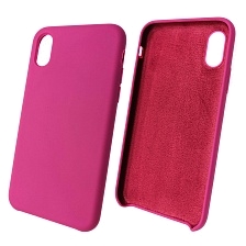 Чехол накладка Silicon Case для APPLE iPhone X, iPhone XS, силикон, бархат, цвет красно фиолетовый Чехол накладка Silicon Case для APPLE iPhone X, iPhone XS, силикон, бархат, цвет красно фиолетовый