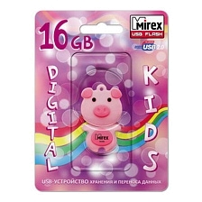 Флешка USB 2.0 16GB Mirex DIGITAL KIDS, фигурка Поросенка, цвет розовый