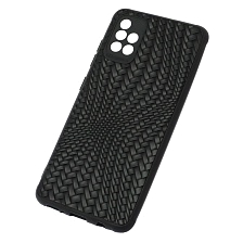 Чехол накладка для SAMSUNG Galaxy A51 (SM-A515), силикон, плетение, цвет черный