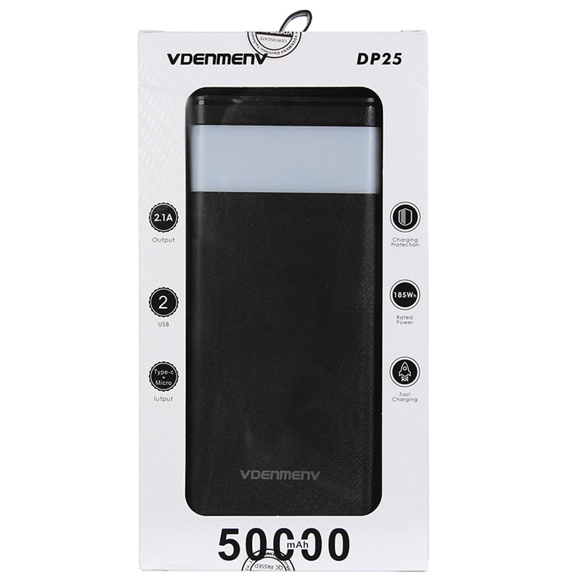 Внешний портативный аккумулятор, Power Bank VDENMENV DP25, 50000mAh, цвет черный
