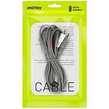 Кабель SMARTBUY AUX 3.5 Jack (M) 3-pin на 2RCA (M), 1.8 метра, цвет серый
