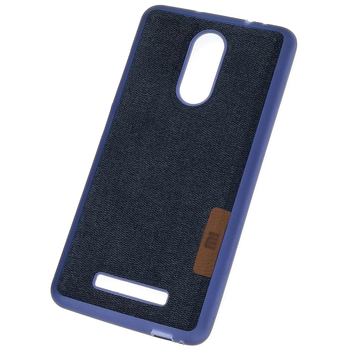 Чехол накладка для XIAOMI Redmi Note 3, силикон, плетение, экокожа, цвет синий.