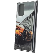 Чехол накладка Vinil для SAMSUNG Galaxy A72 (SM-A725F), силикон, глянцевый, рисунок оранжевый Ламборджини