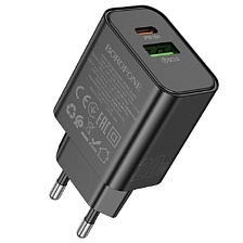 СЗУ (Сетевое зарядное устройство) BOROFONE BA88A Navy, 1 Type C, 1 USB, PD20W, QC3.0, цвет черный
