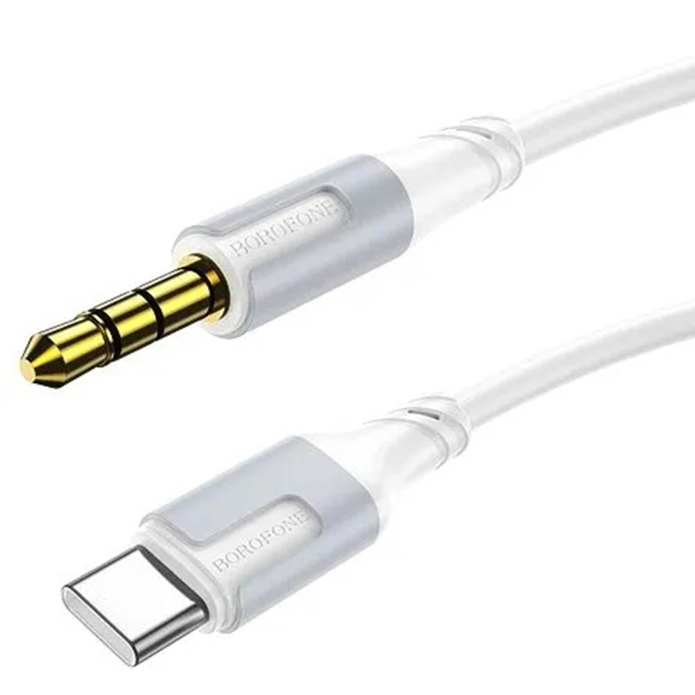 Аудио кабель, переходник BOROFONE BL19 AUX (Jack 3.5 мм) на USB Type C, длина 1 метр, цвет белый