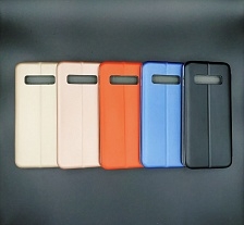 Чехол книжка для SAMSUNG Galaxy S10 Plus (SM-G975), экокожа, визитница, цвет золотистый.