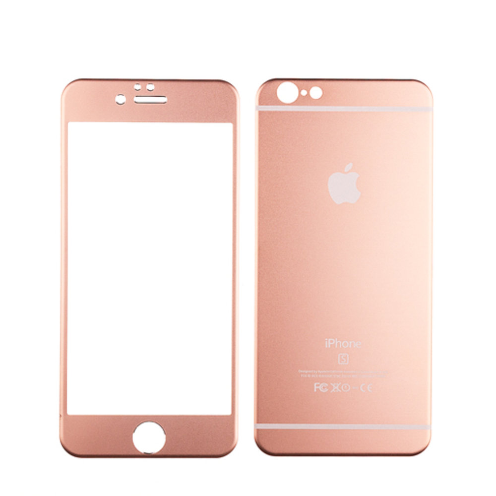 Защитное стекло для Apple iPhone 6 & 6S (A+B) матовое розовое зад и окантовка розовая перед KB.