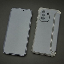 Чехол книжка для HUAWEI Nova Y70, экокожа, визитница, цвет темно серебристый