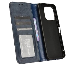 Чехол книжка для UMIDIGI A15, A15C, экокожа, силикон, визитница, цвет темно синий