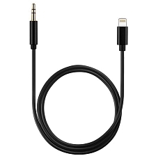 Аудио кабель, переходник NTM FM4-406 Lightning 8-pin на AUX Jack 3.5 mm, длина 1 метр, цвет черный