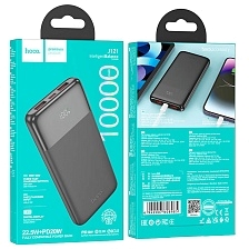 Внешний портативный аккумулятор, Power Bank HOCO J121 Fast, 10000 mAh, 22.5W, PD20W, QC3.0, LED дисплей, цвет черный