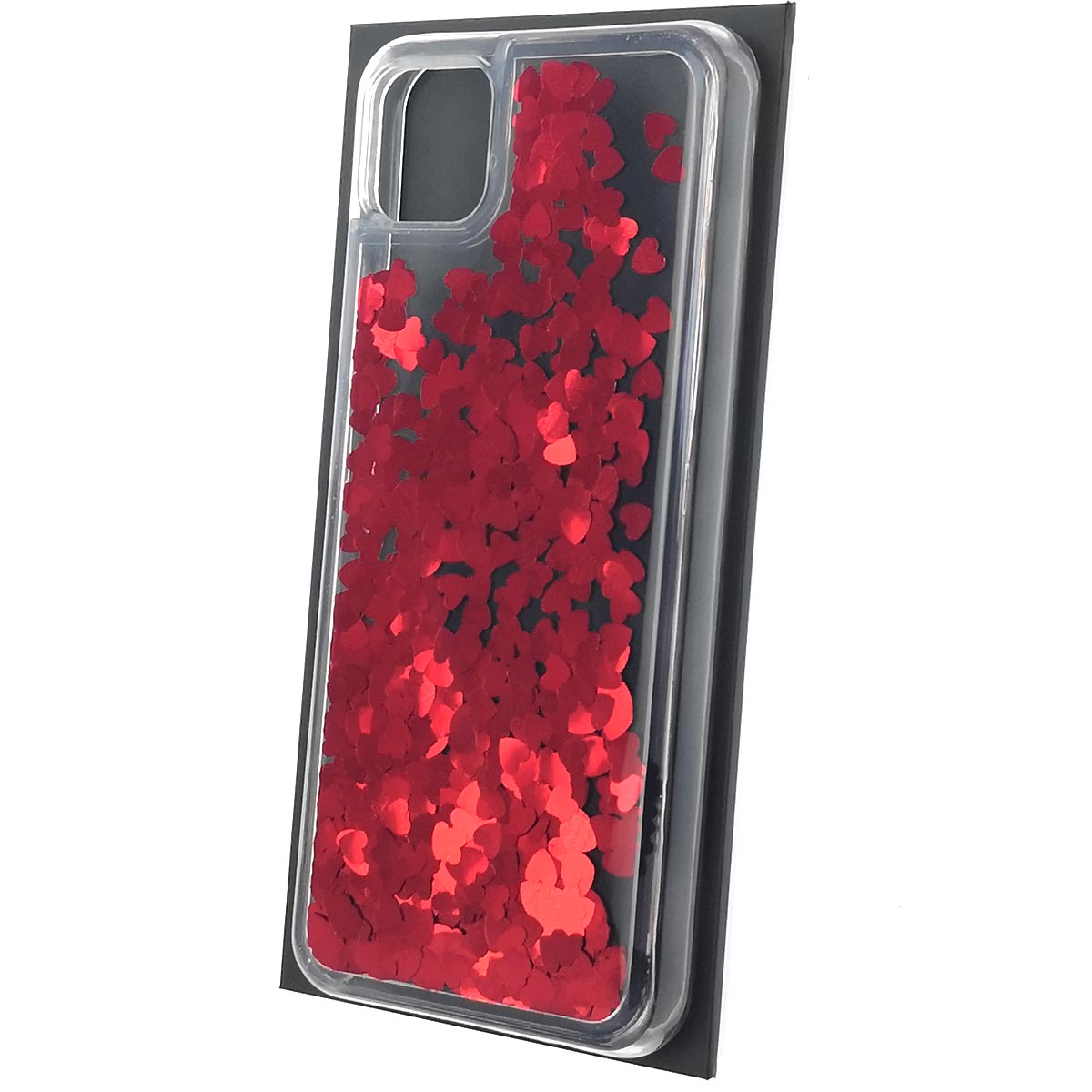 Чехол накладка для Realme C11 2020, силикон, переливашка, блестки, цвет красный