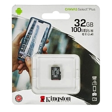 Карта памяти MicroSDHC 32GB KINGSTON CANVAS Select Plus Class 10, 100MB/s, без адаптера